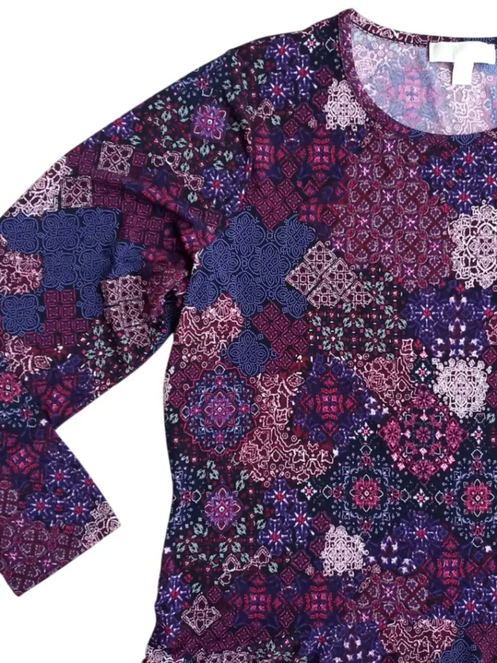 Michael Kors Purple Paisley Print Mini Dress - Boho Ruffle Hem Tunic Top, Size 2